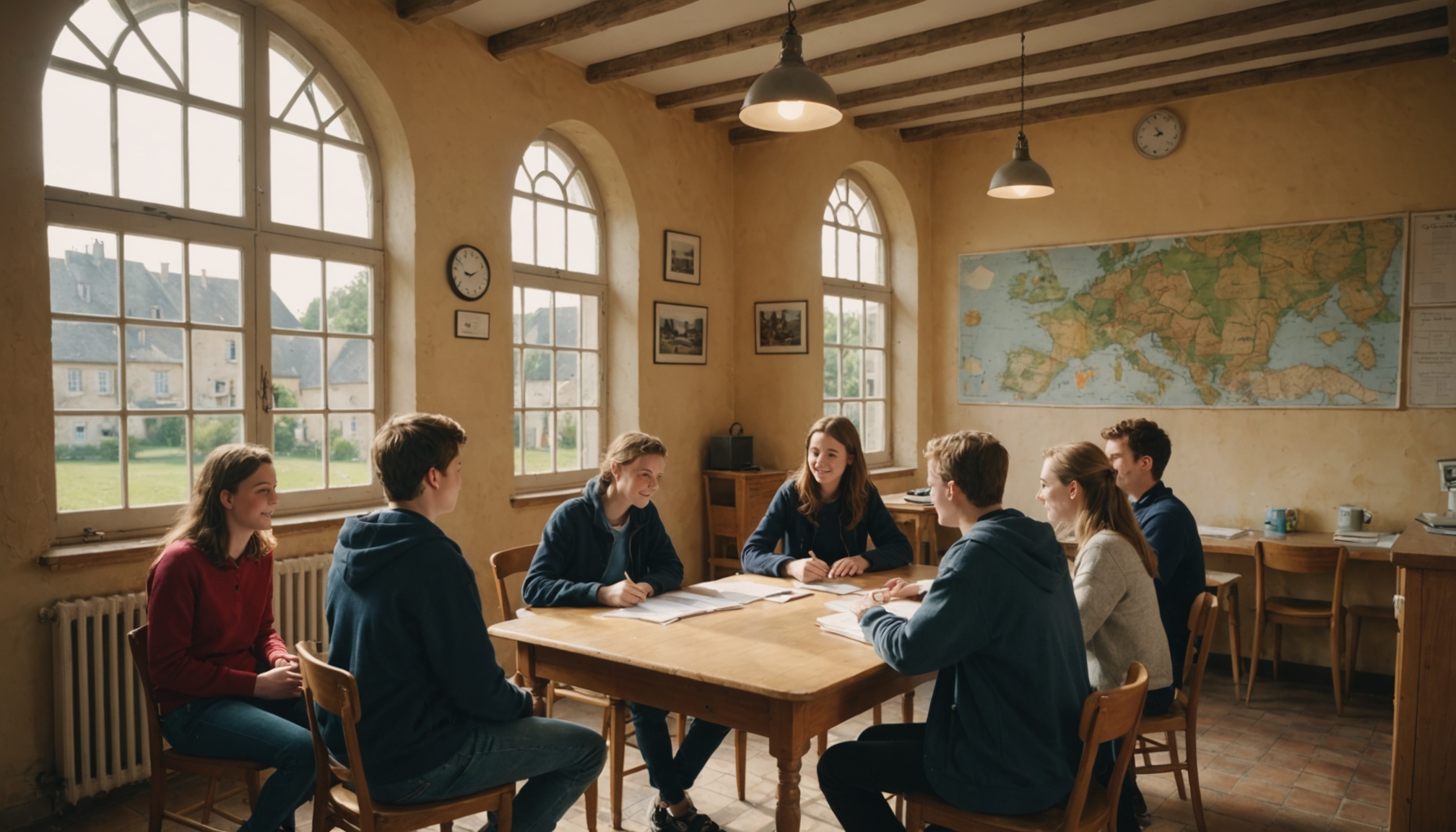 Jeunes participant à une réunion de conseil municipal des jeunes en mairie