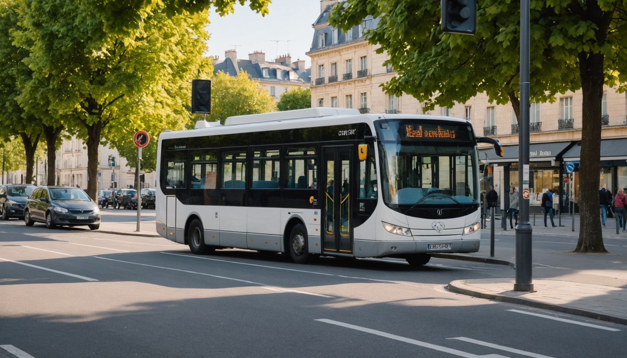 Bus urbain à un arrêt dans une métropole française