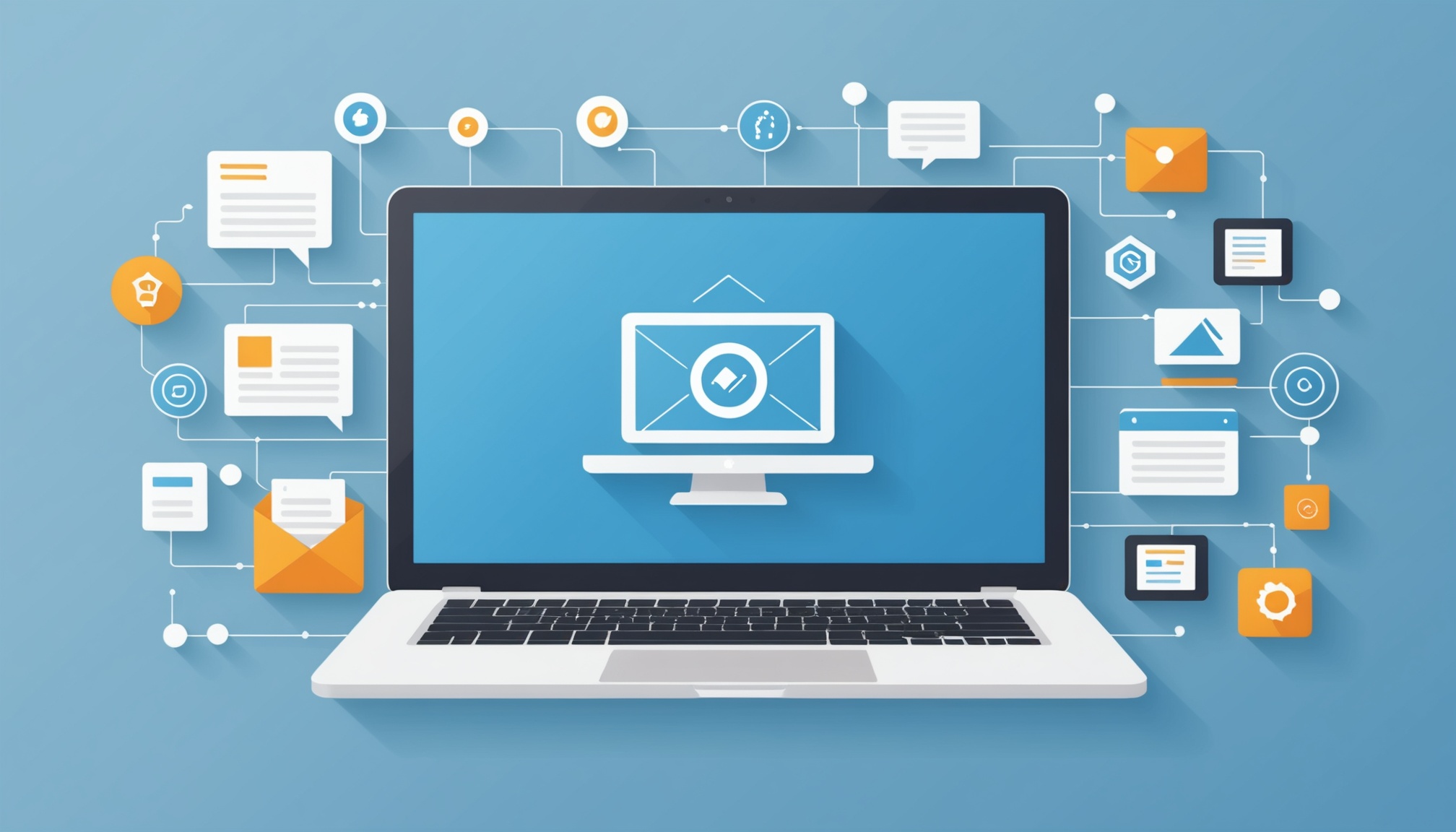 Illustration d'un écran d'ordinateur affichant une interface de création de site internet